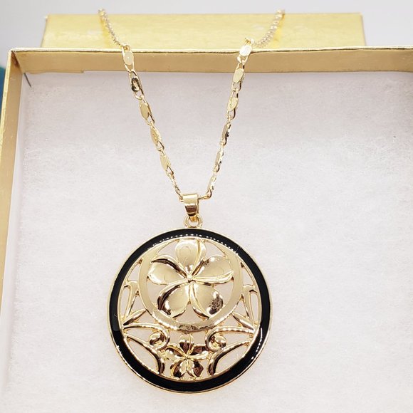 Hawaiian Plumeria Enameled Necklace - Picture 2 of 2